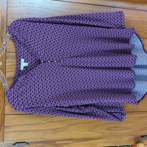 Dana Buchman XL pink and black blouse with gold buttons